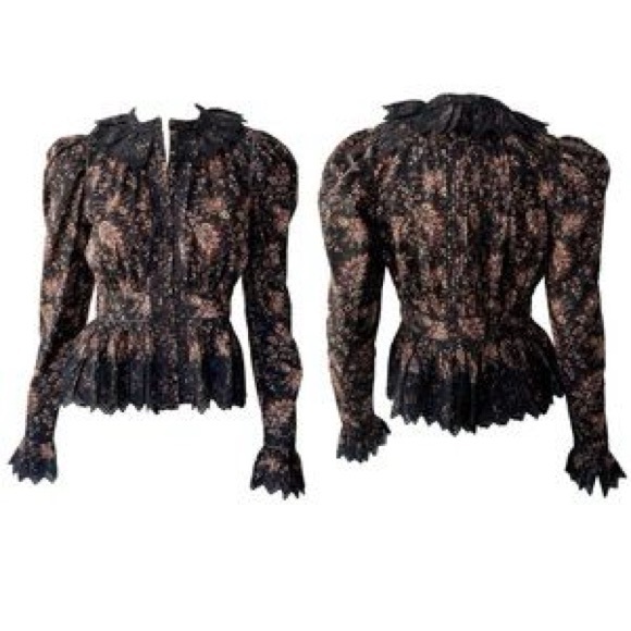 NWT ULLA JOHNSON Brigitte Puff Sleeve Peplum Blouse in Minuit Floral Print - Picture 8 of 12